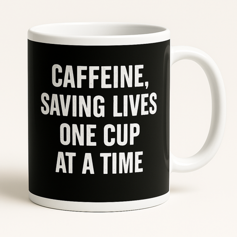 Caffeine Saving Lives One Cup at a Time mug
